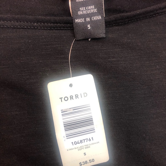 Torrid Lace Trimmed Layered Cold Shoulder Top - Picture 2 of 3